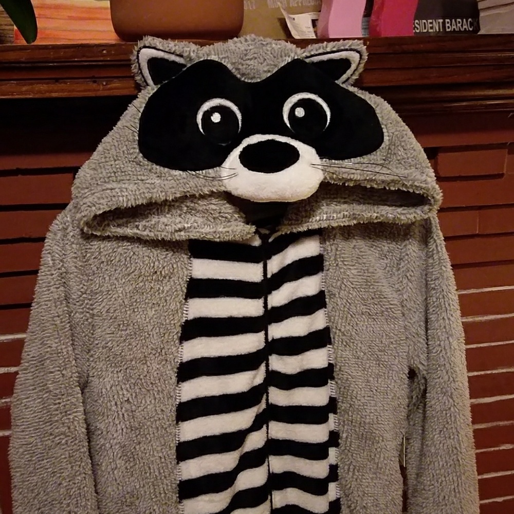 NWT Raccoon plush hooded onesie - forever 21 M
